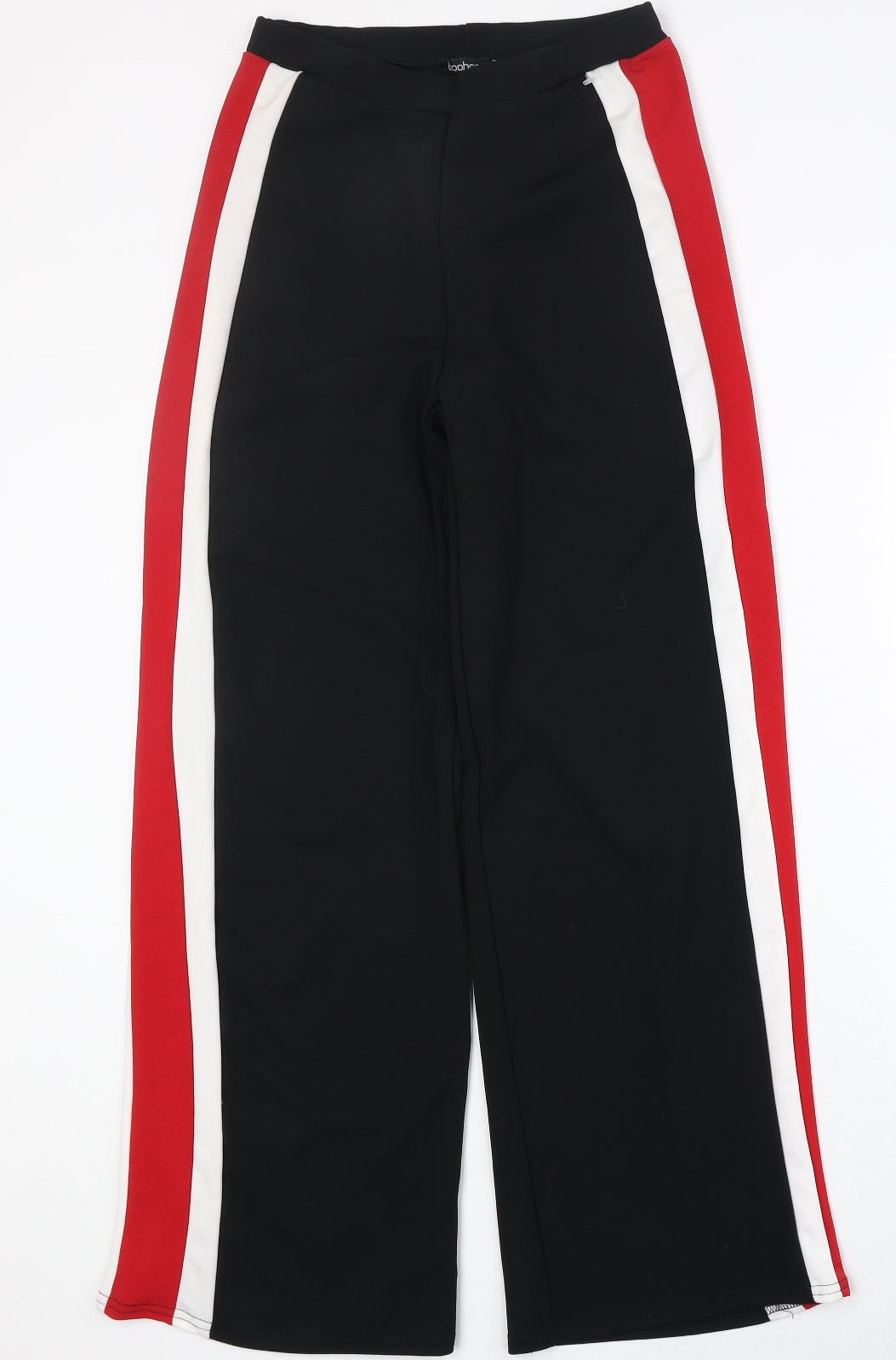 Boohoo Womens Black Polyester Trousers Size 10 Regular - Side Stripe Detail