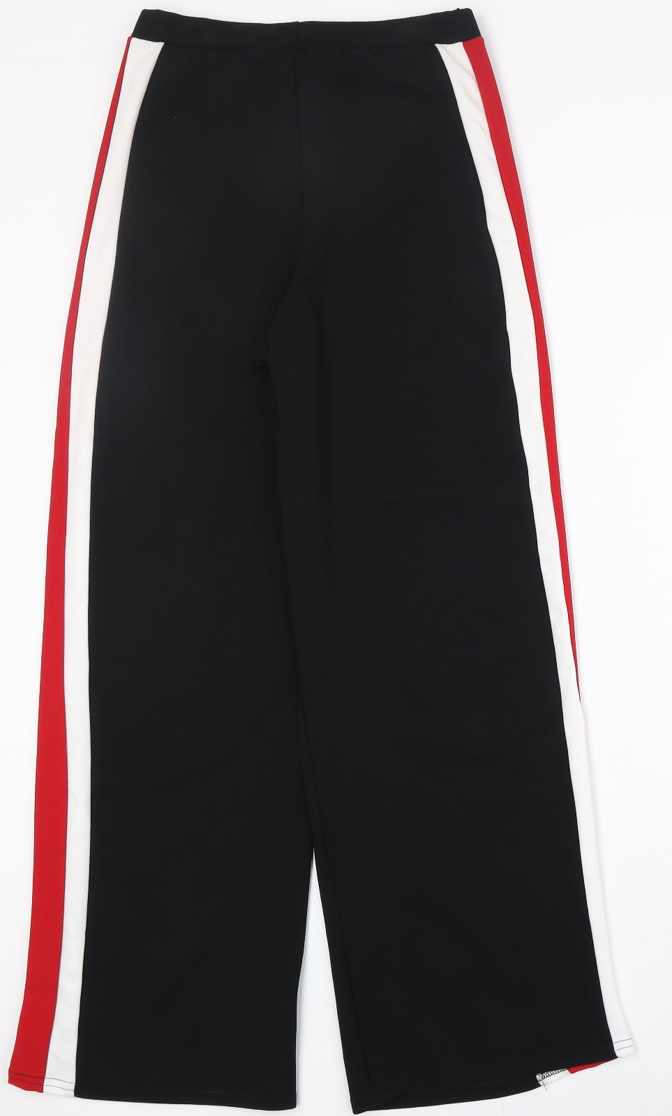 Boohoo Womens Black Polyester Trousers Size 10 Regular - Side Stripe Detail