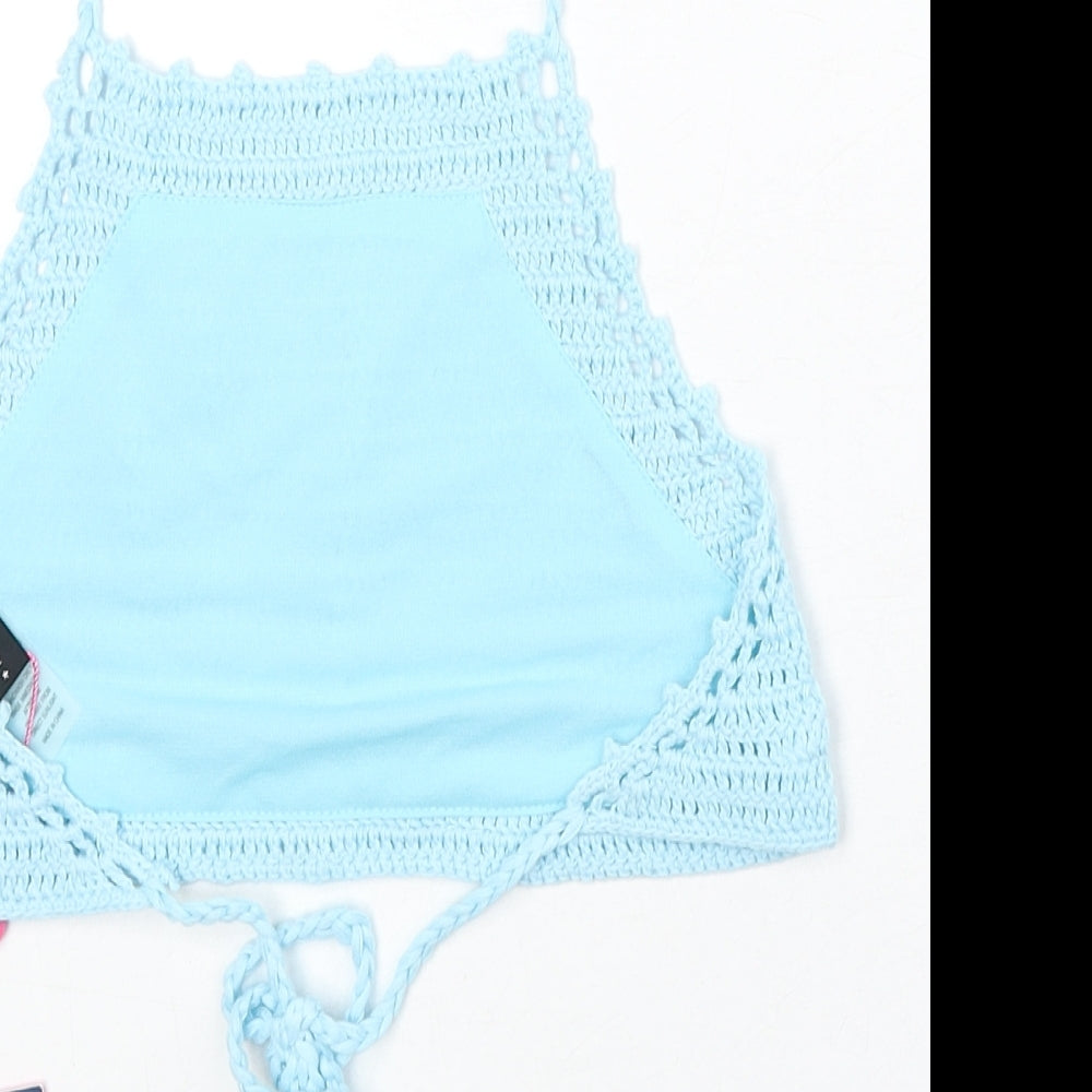 Giulia Womens Blue Cotton Cropped Tank Size 8 Halter