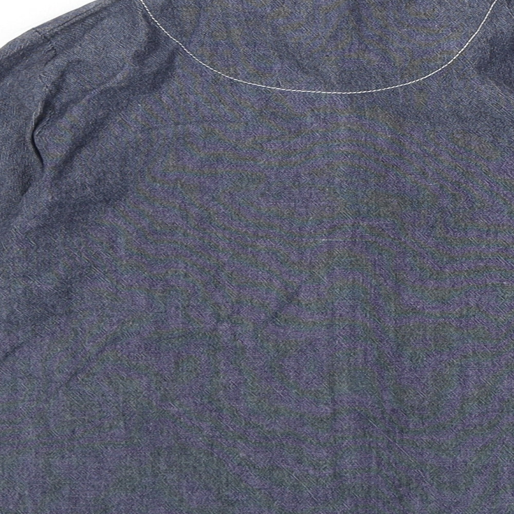 Lily & Sid Boys Blue Geometric 100% Cotton Basic Button-Up Size 6-7 Years Collared Snap