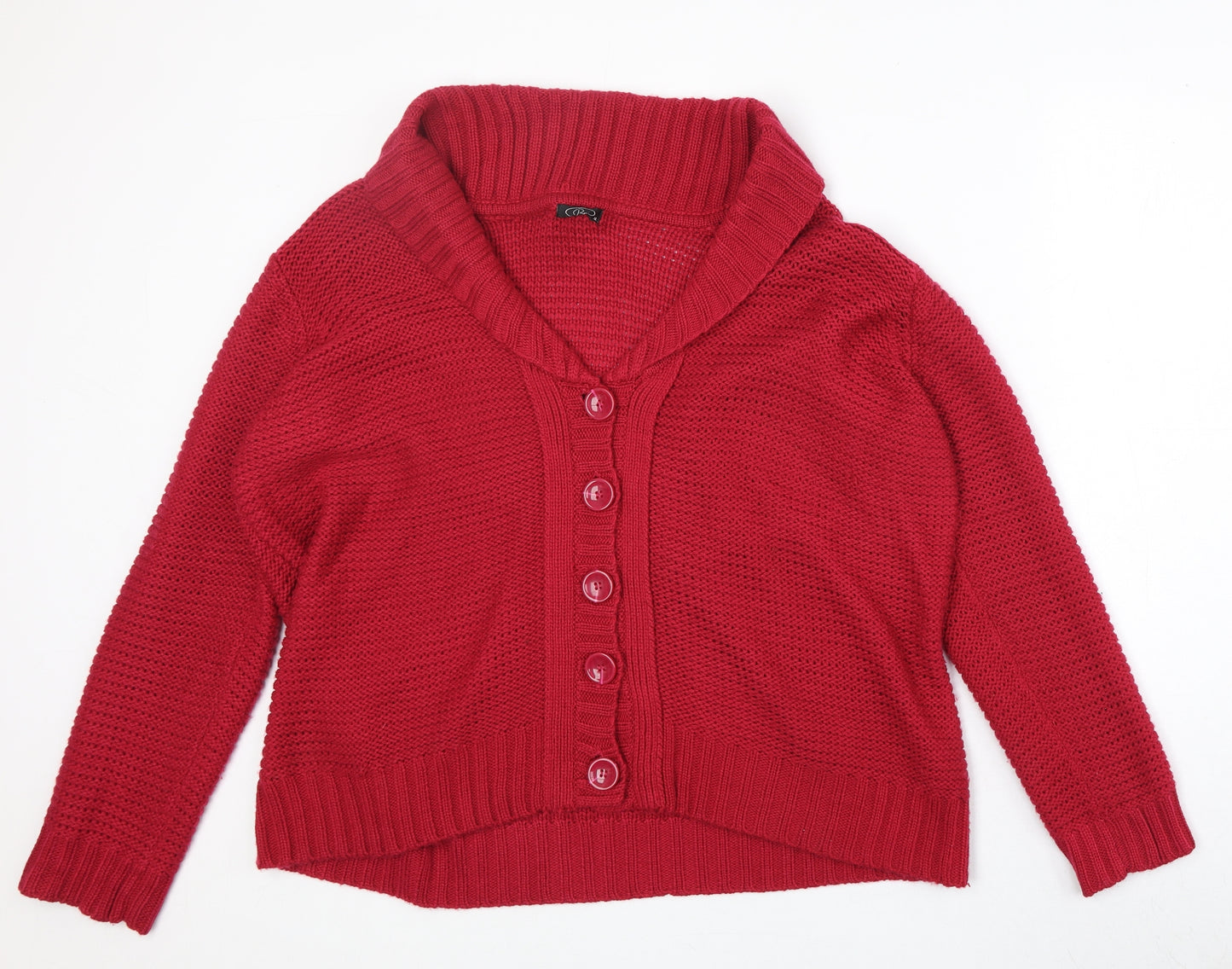 Bonmarché Womens Pink V-Neck Acrylic Pullover Jumper Size XL