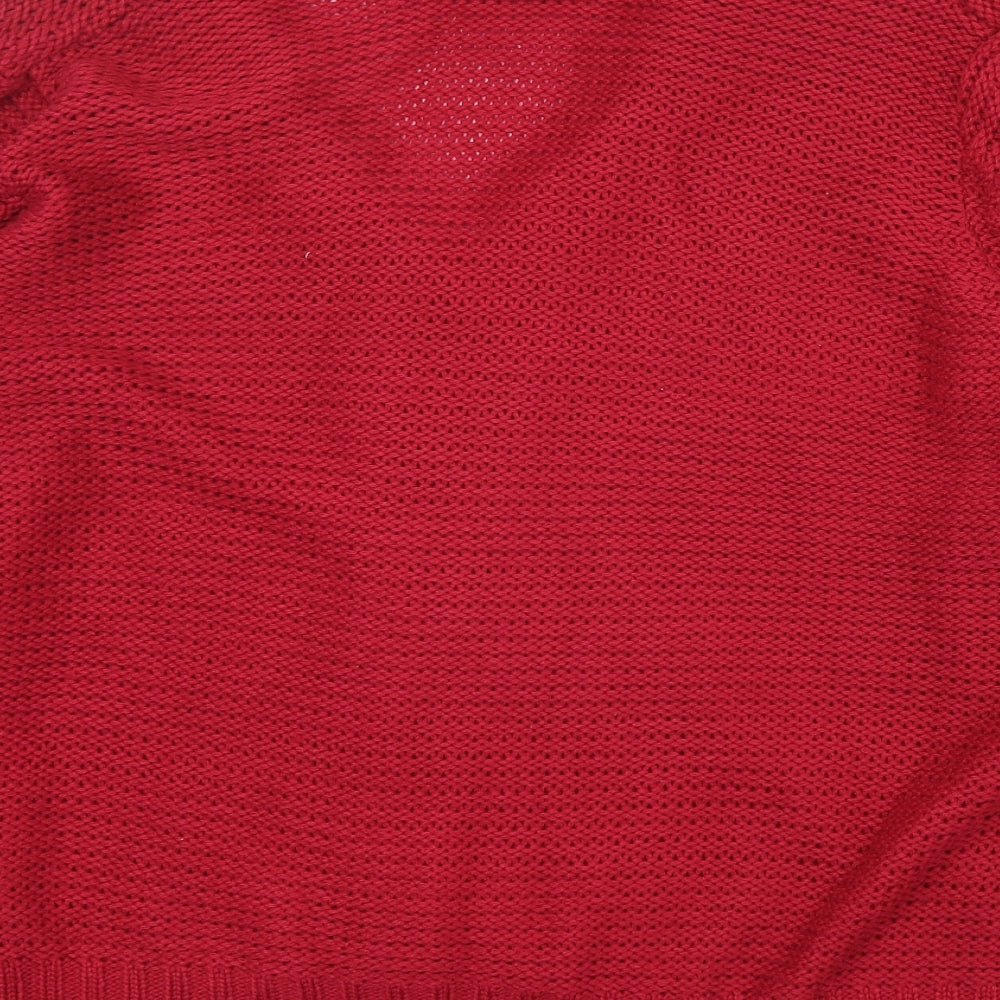 Bonmarché Womens Pink V-Neck Acrylic Pullover Jumper Size XL