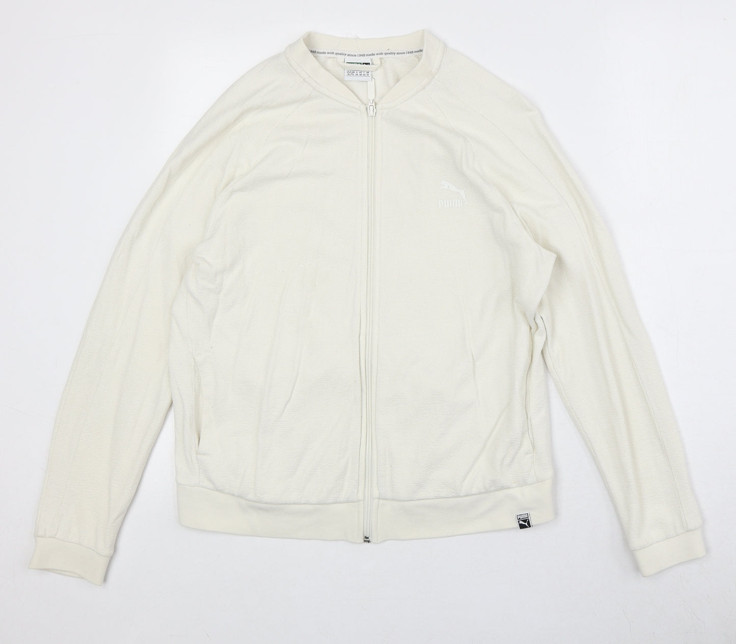 PUMA Womens Ivory Cotton Full Zip Sweatshirt Size 16 Zip