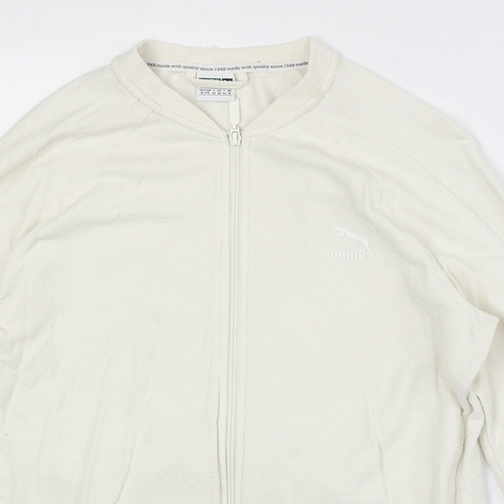 PUMA Womens Ivory Cotton Full Zip Sweatshirt Size 16 Zip