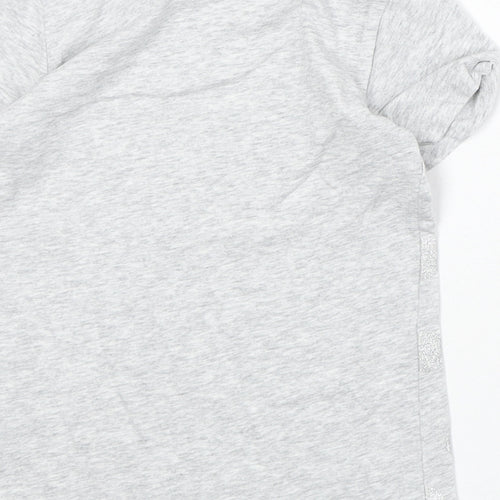 H&M Girls Grey Polka Dot Polyester Basic T-Shirt Size 6-7 Years Round Neck Pullover - Size 6-8