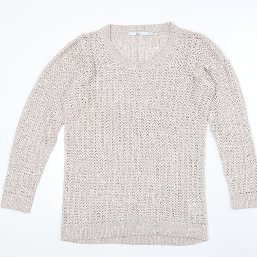 EWM Womens Pink Round Neck Acrylic Pullover Jumper Size M