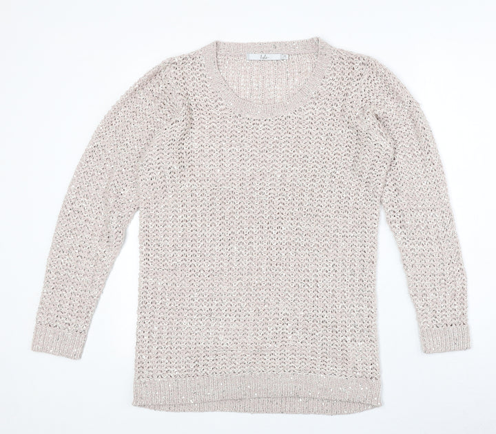 EWM Womens Pink Round Neck Acrylic Pullover Jumper Size M