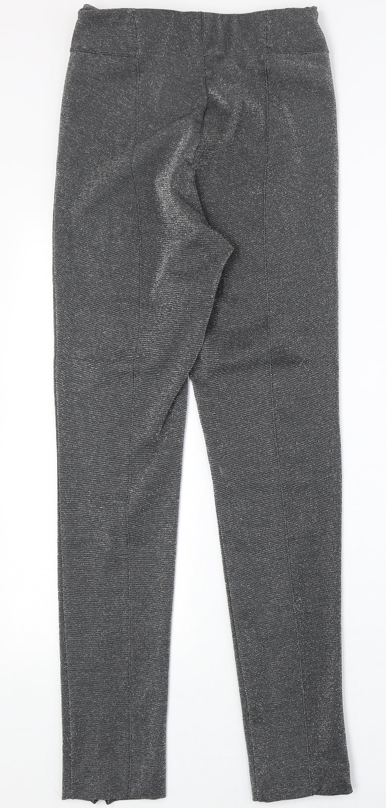 H&M Womens Silver Polyester Trousers Size 10 Regular Zip