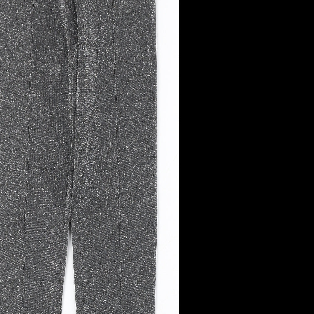 H&M Womens Silver Polyester Trousers Size 10 Regular Zip