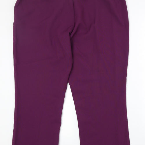 Damart Womens Purple Polyester Trousers Size 20 Regular Zip