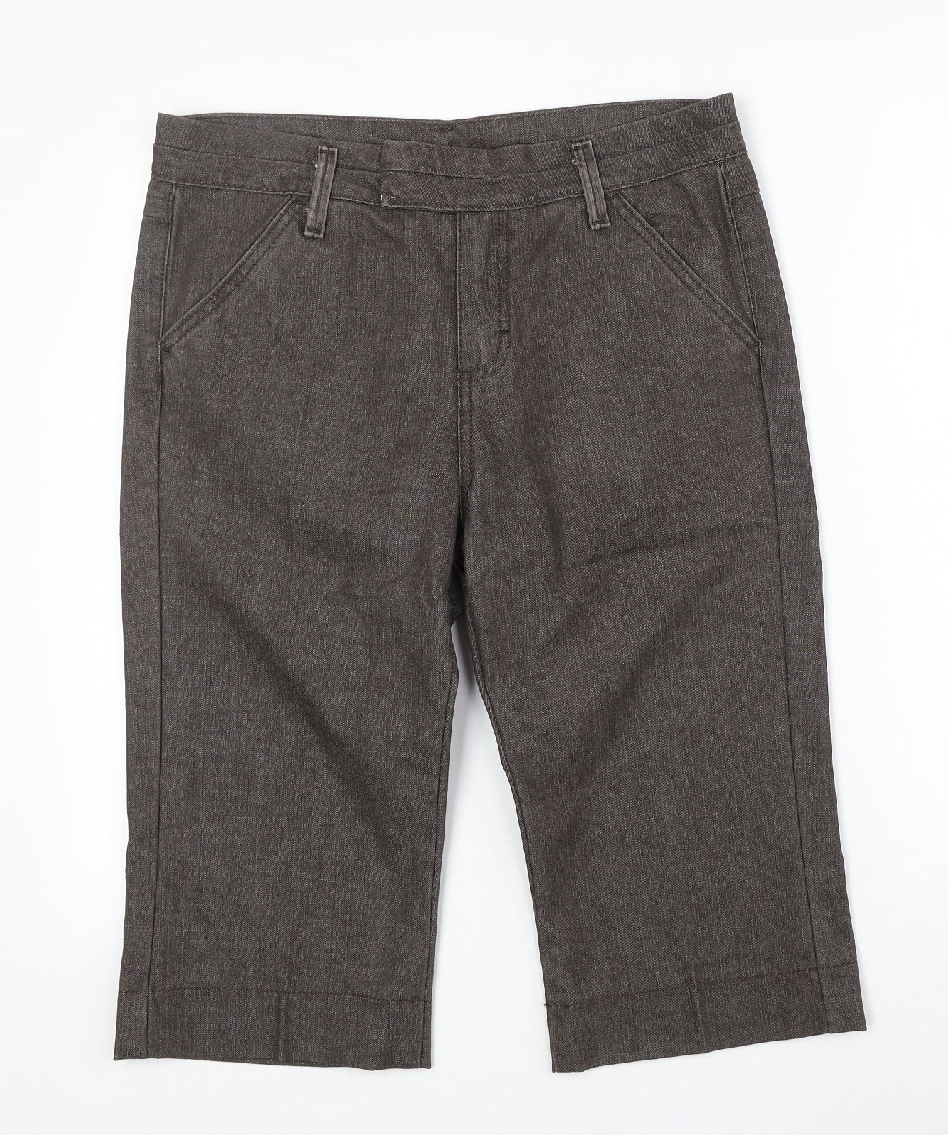 Marks and Spencer Womens Brown Cotton Trousers Size 12 Regular Zip
