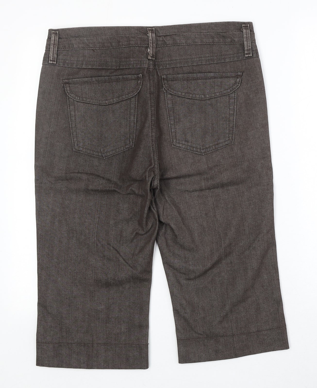 Marks and Spencer Womens Brown Cotton Trousers Size 12 Regular Zip