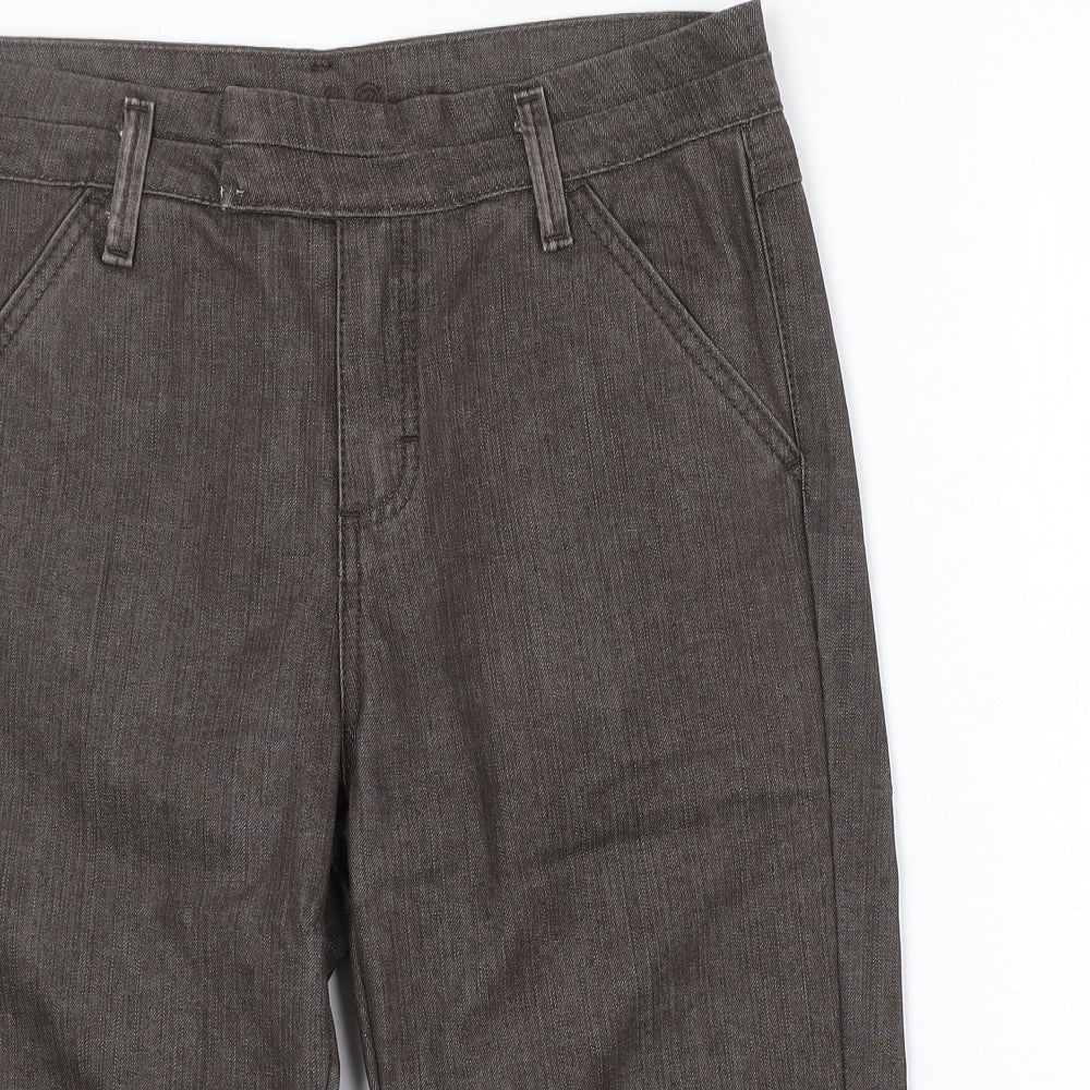 Marks and Spencer Womens Brown Cotton Trousers Size 12 Regular Zip