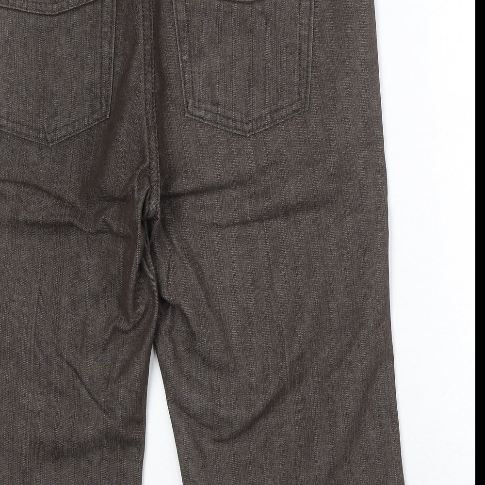 Marks and Spencer Womens Brown Cotton Trousers Size 12 Regular Zip