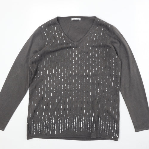 Damart Womens Brown V-Neck Acrylic Pullover Jumper Size 14 - Size 14-16