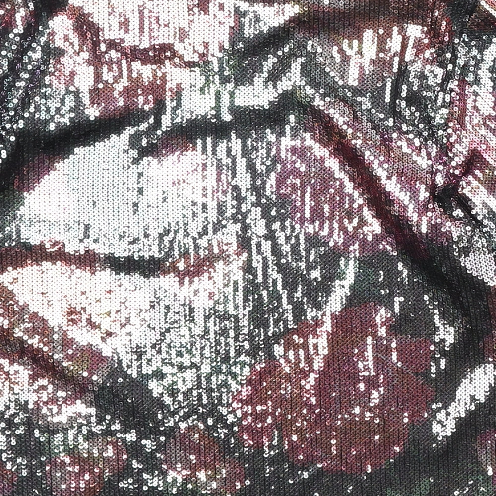 New Look Womens Multicoloured Polyester Basic T-Shirt Size 8 Round Neck