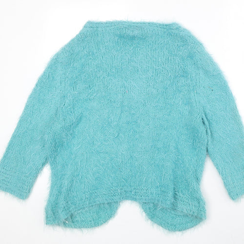 Marks and Spencer Womens Blue Scoop Neck Nylon Cardigan Jumper Size L