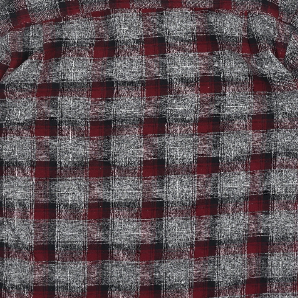 Pegasus Mens Grey Plaid Cotton Button-Up Size M Collared Button