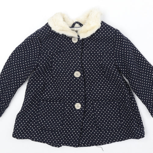 Mothercare Girls Black Polka Dot Jacket Size 2-3 Years Button