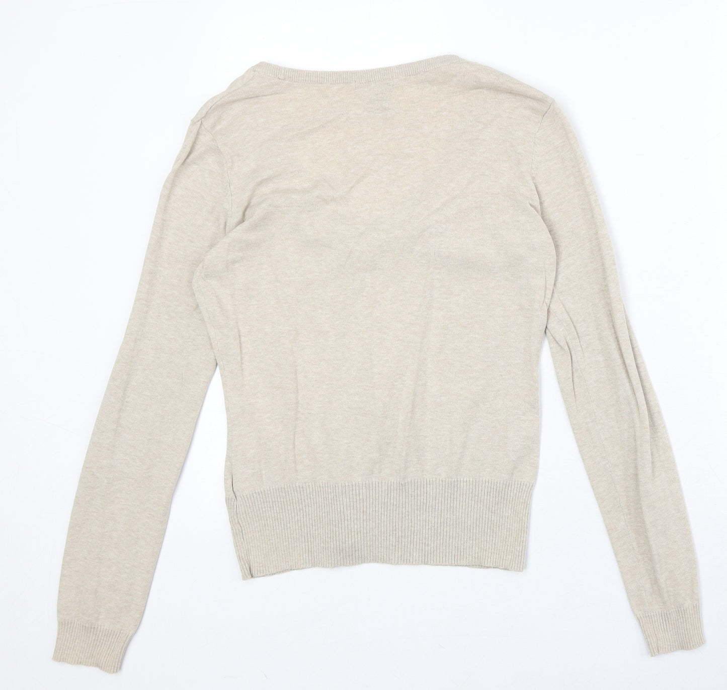 H&M Womens Beige V-Neck Cotton Cardigan Jumper Size M
