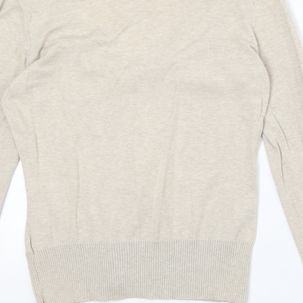 H&M Womens Beige V-Neck Cotton Cardigan Jumper Size M