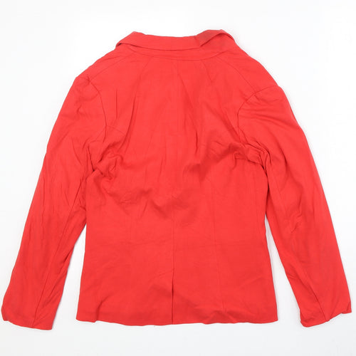 H&M Womens Red Viscose Jacket Blazer Size 10