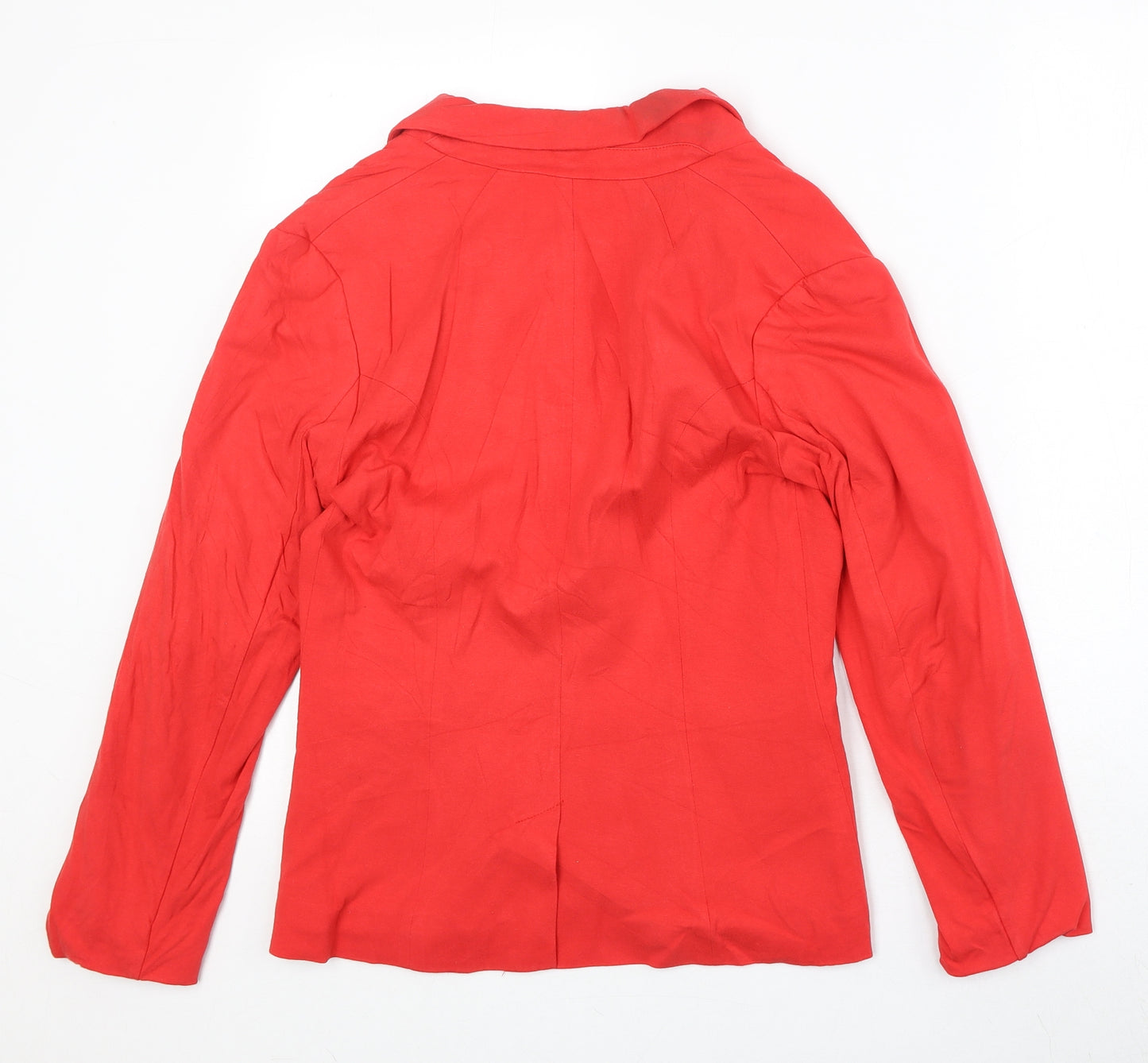 H&M Womens Red Viscose Jacket Blazer Size 10
