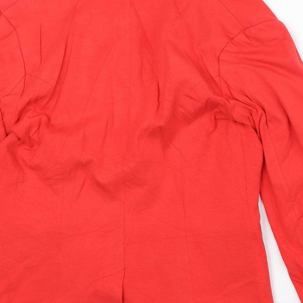 H&M Womens Red Viscose Jacket Blazer Size 10