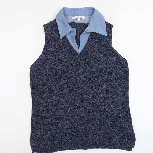NEXT Womens Blue Acrylic Basic Tank Size M Collared
