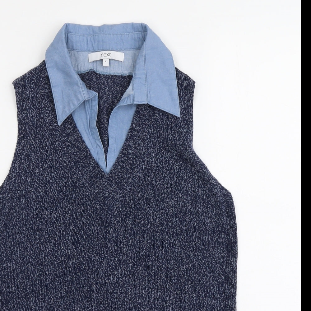 NEXT Womens Blue Acrylic Basic Tank Size M Collared