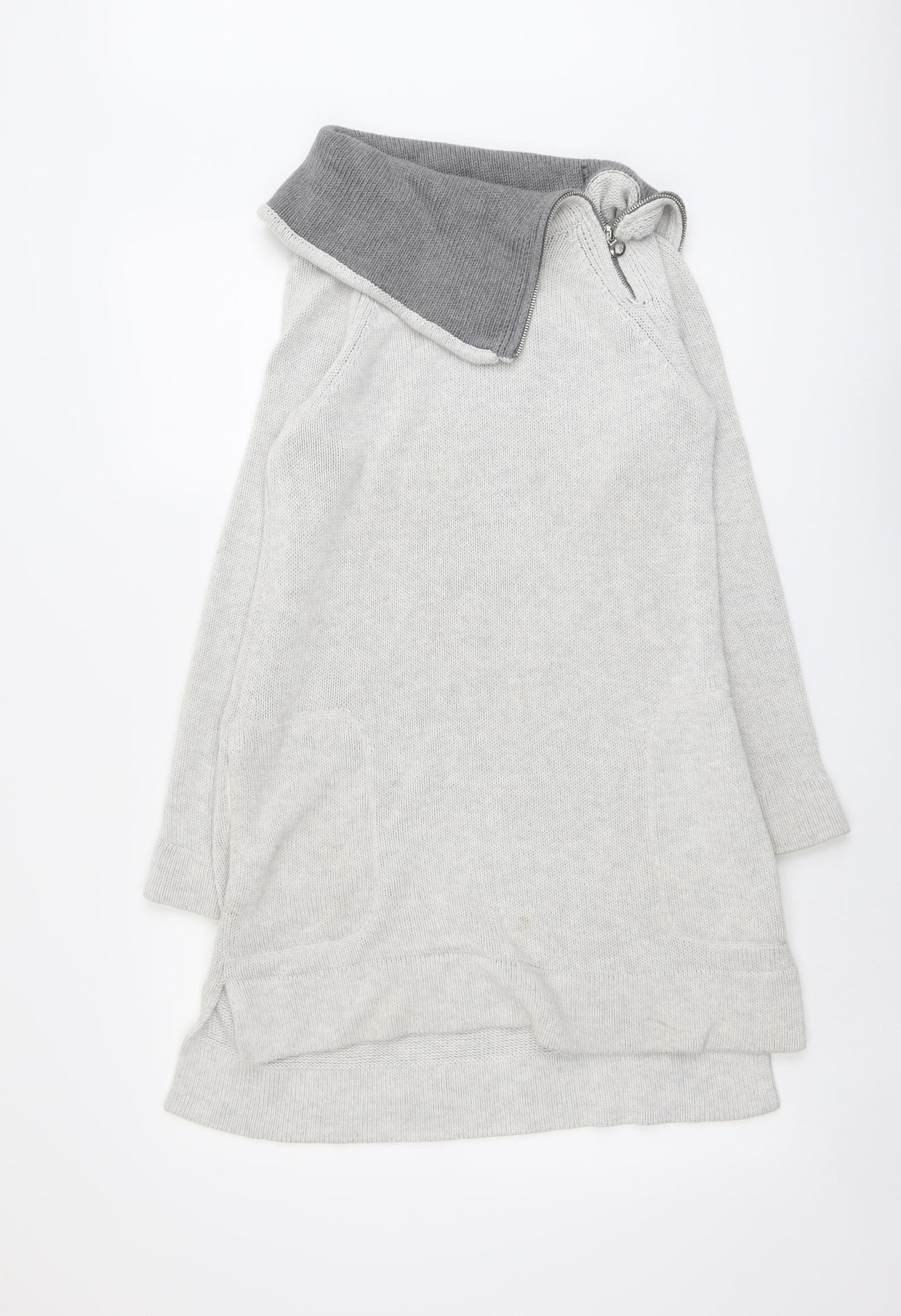 Soft Surroundings Womens Grey Collared Cotton Tunic Jumper Size XS