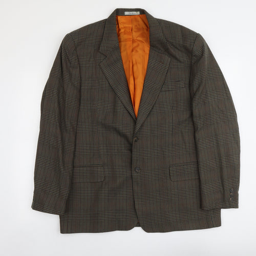 Berkertex Mens Green Houndstooth Polyester Jacket Suit Jacket Size XL Regular