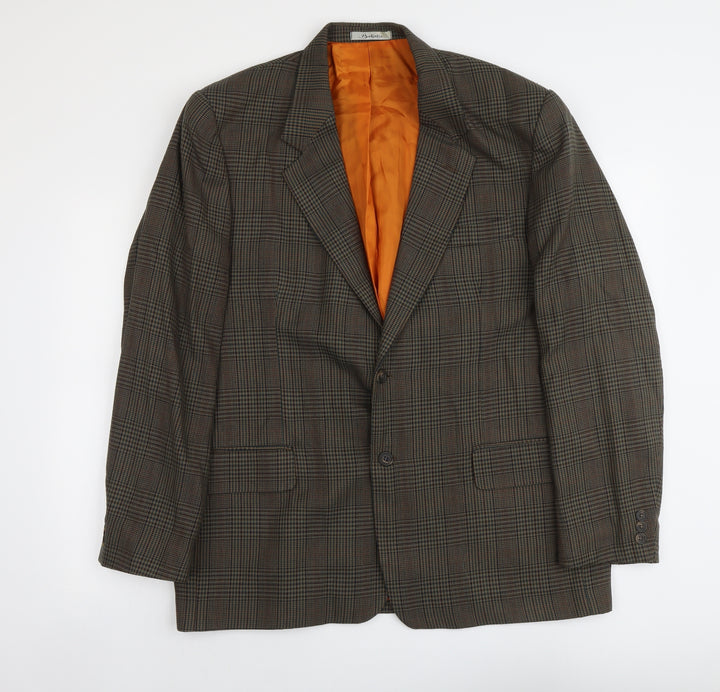 Berkertex Mens Green Houndstooth Polyester Jacket Suit Jacket Size XL Regular