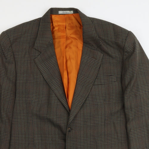 Berkertex Mens Green Houndstooth Polyester Jacket Suit Jacket Size XL Regular