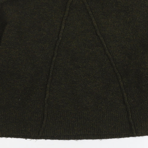 Topshop Womens Green V-Neck Acrylic Pullover Jumper Size 6