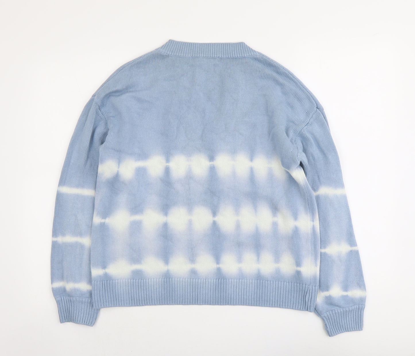 NEXT Womens Blue V-Neck Cotton Pullover Jumper Size S - Tie Dye