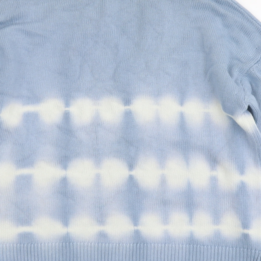 NEXT Womens Blue V-Neck Cotton Pullover Jumper Size S - Tie Dye