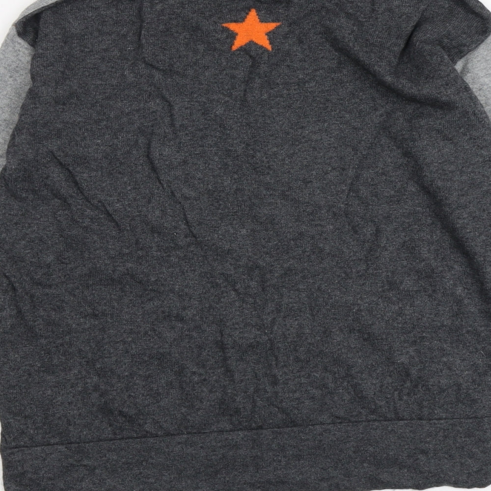 White Stuff Womens Grey Boat Neck Geometric Cotton Pullover Jumper Size 8 - Moose