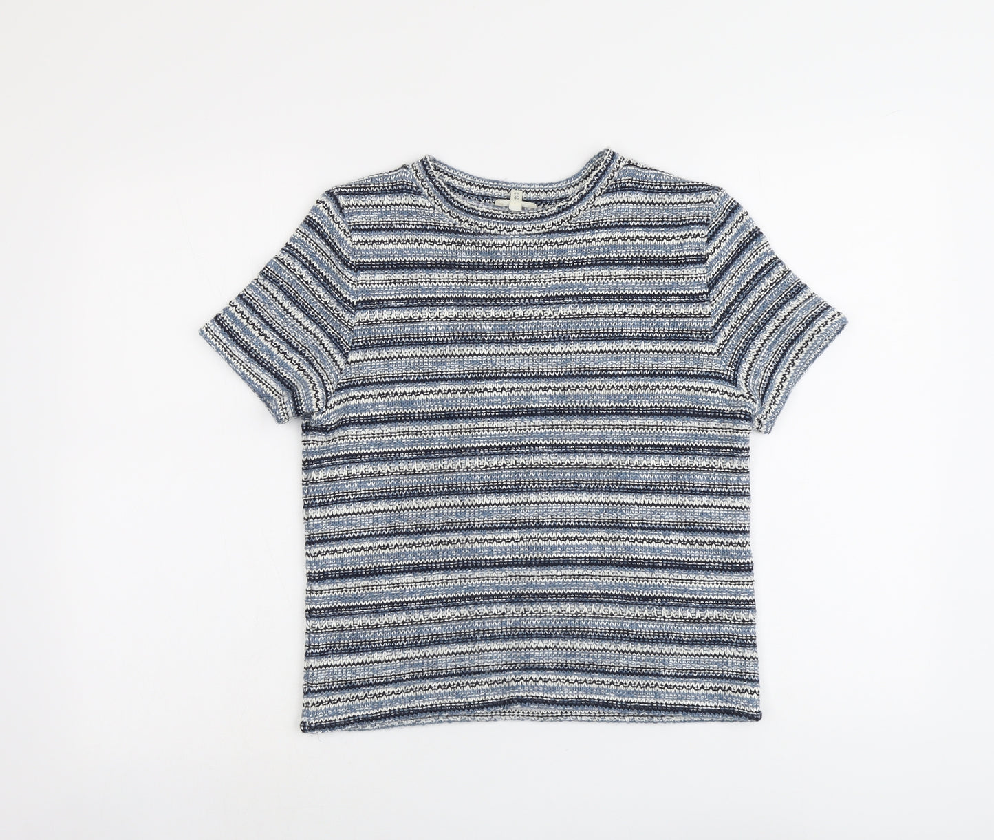 River Island Womens Blue Boat Neck Striped Acrylic Pullover Jumper Size 14