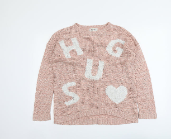 New Look Womens Pink Round Neck Acrylic Pullover Jumper Size 12 - Hugs Love