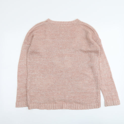 New Look Womens Pink Round Neck Acrylic Pullover Jumper Size 12 - Hugs Love