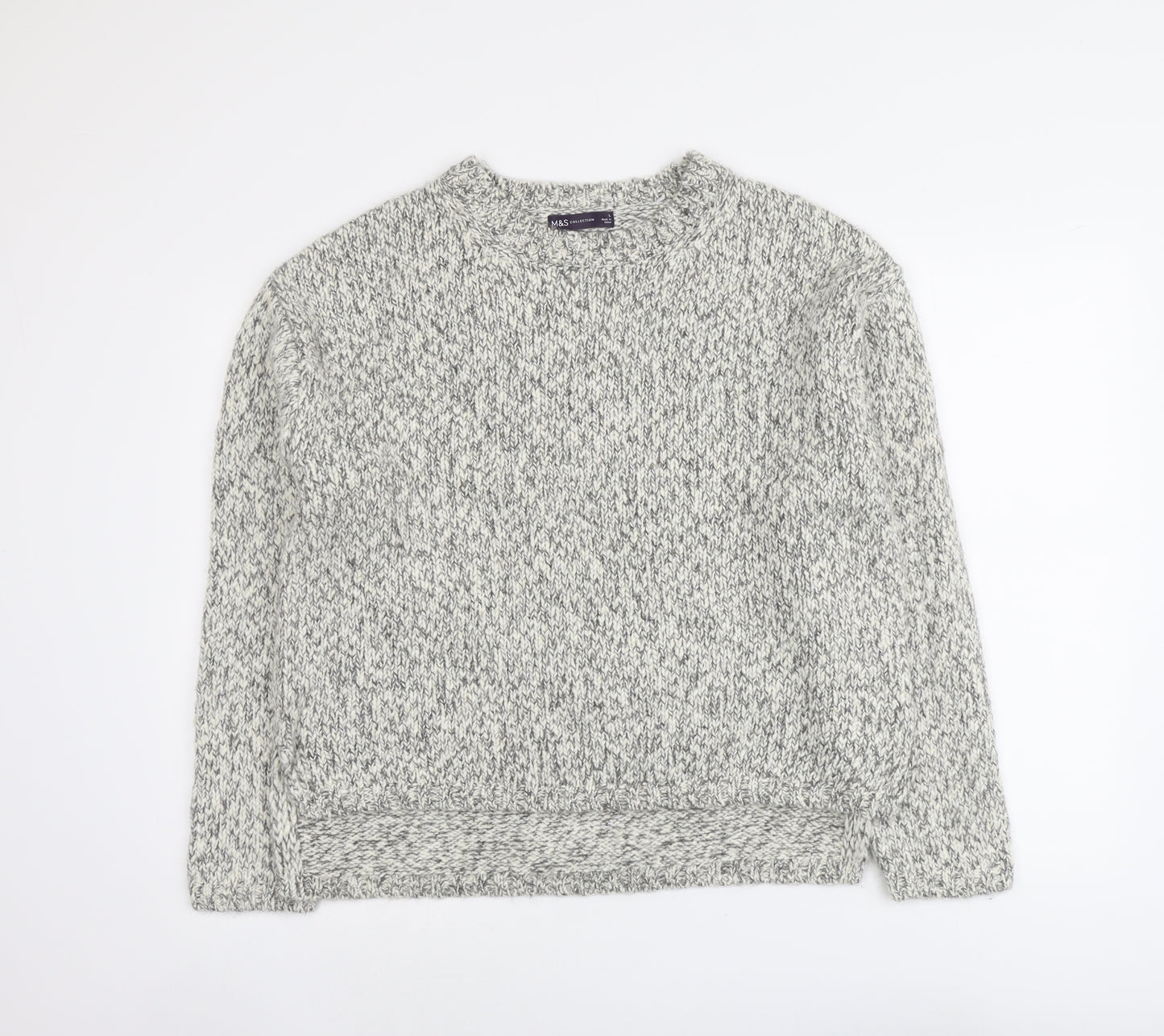 Marks and Spencer Womens Grey Round Neck Polyester Pullover Jumper Size L