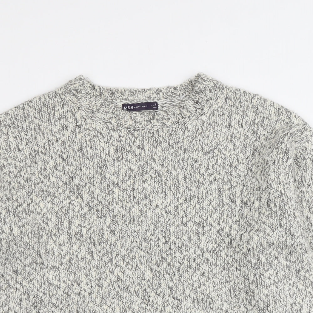 Marks and Spencer Womens Grey Round Neck Polyester Pullover Jumper Size L