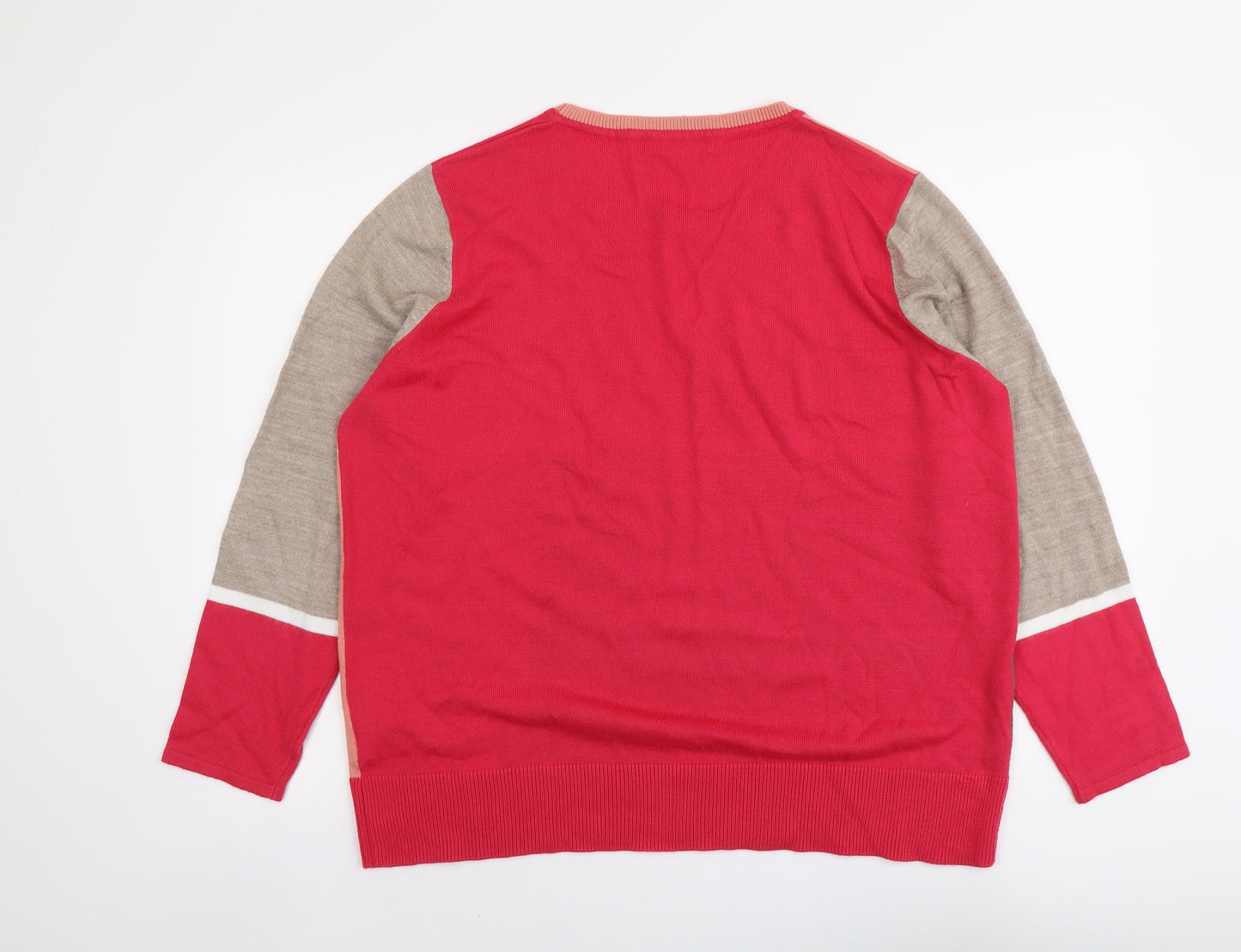 Julipa Womens Multicoloured Round Neck Geometric Acrylic Pullover Jumper Size 20