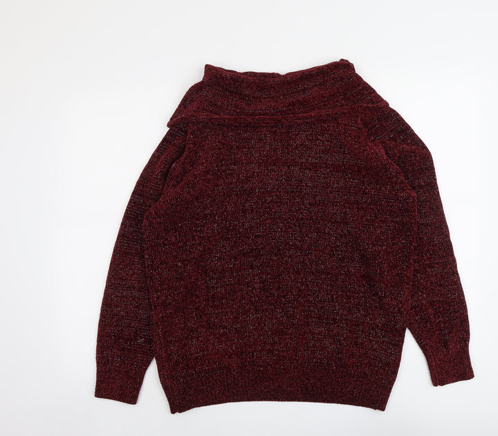 Anna Rose Womens Red Roll Neck Polyester Pullover Jumper Size L