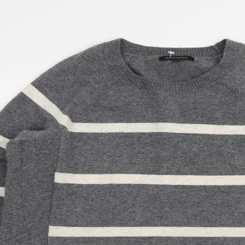 Banana Republic Womens Grey Round Neck Striped Nylon Pullover Jumper Size XS