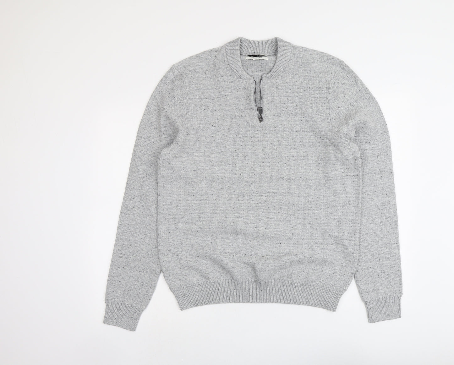 Marks and Spencer Mens Grey Round Neck Polyester Pullover Jumper Size M Long Sleeve
