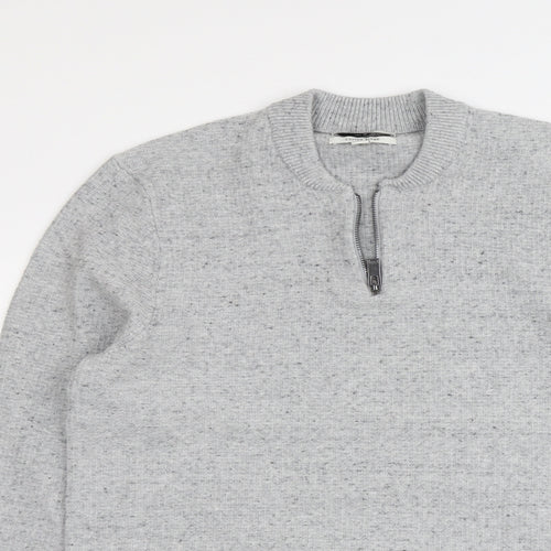 Marks and Spencer Mens Grey Round Neck Polyester Pullover Jumper Size M Long Sleeve