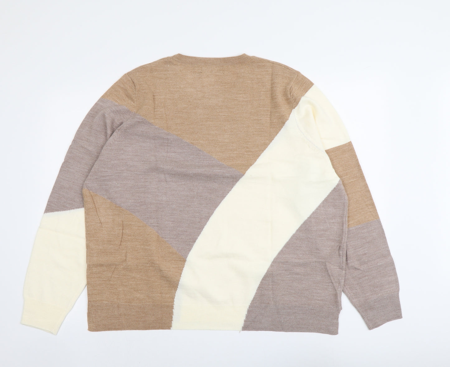 Marks and Spencer Womens Multicoloured Round Neck Geometric Acrylic Pullover Jumper Size 22