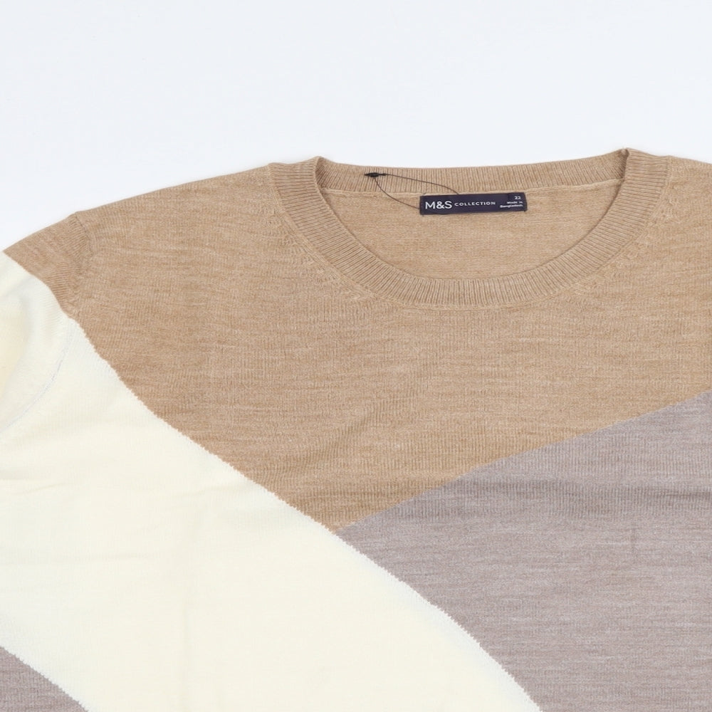 Marks and Spencer Womens Multicoloured Round Neck Geometric Acrylic Pullover Jumper Size 22